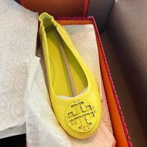 NWT! Tory Burch Minnie Travel Ballet Flat, Blazing Yellow